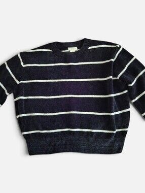Striped Crewneck Sweater - Navy & White